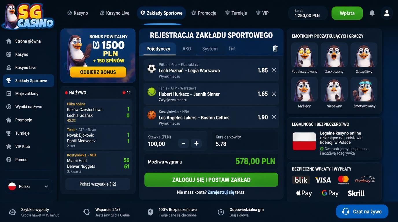 interfejs zakładów sportowych i symbol polskiej zgodności